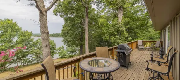 Lakefront patio with fire pit